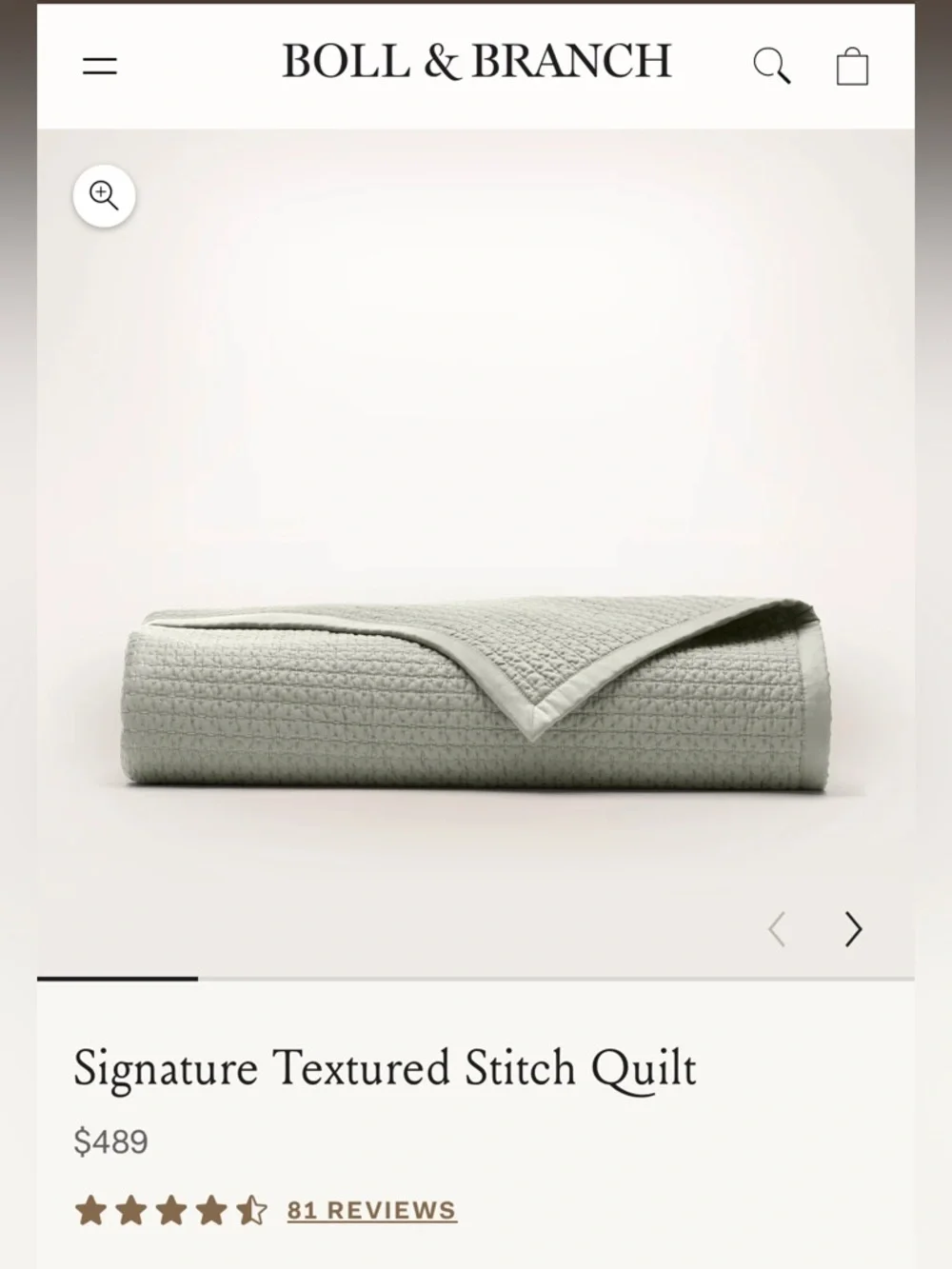 Boll & Branch Signature Textured Stitch Organic Cotton Quilt Sageleaf Full Queen